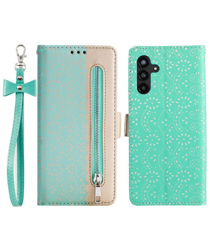 Housse Samsung Galaxy A25 5G Dentelle Fleur Effet Cuir