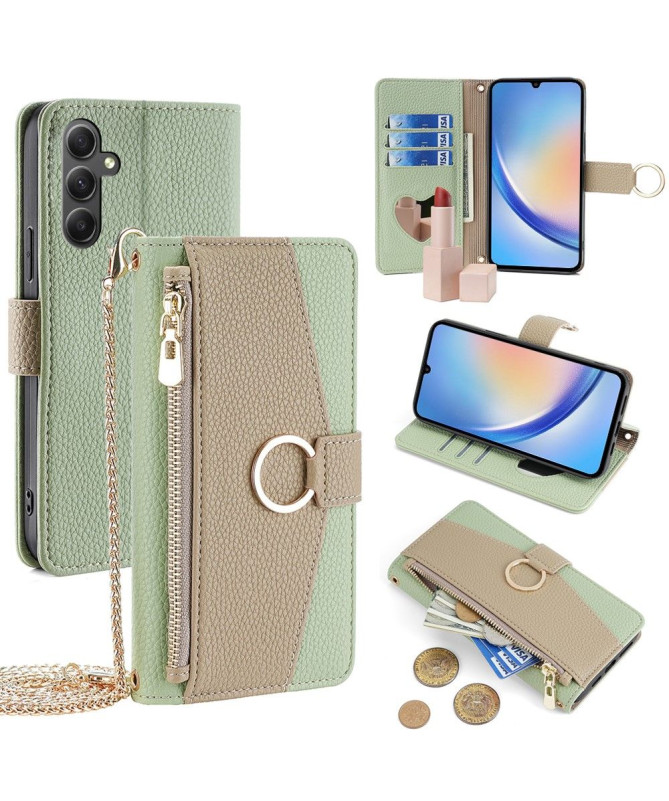 Étui Samsung Galaxy A34 5G portefeuille avec chaîne