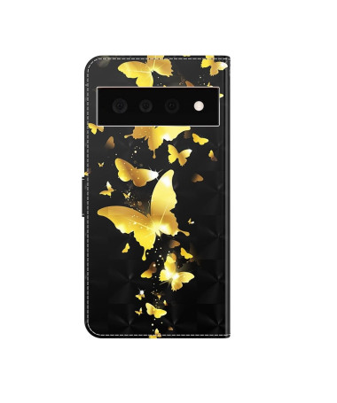 Housse Google Pixel 6 Pro illustration papillons dorés