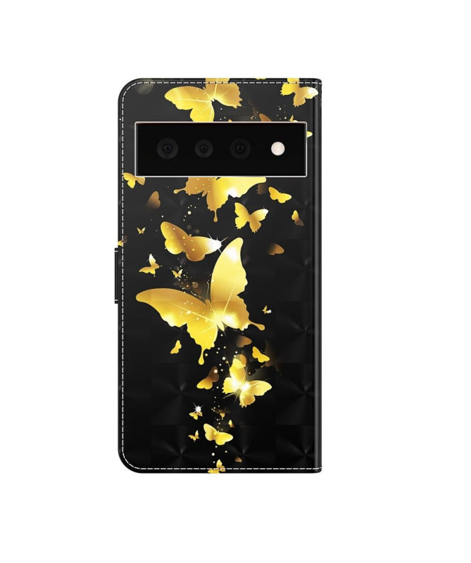Housse Google Pixel 6 Pro illustration papillons dorés
