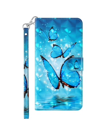 Housse Google Pixel 6 Pro papillons bleus scintillants