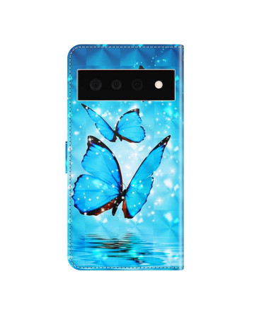 Housse Google Pixel 6 Pro papillons bleus scintillants