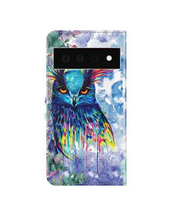 Housse Google Pixel 6 hibou aquarelle