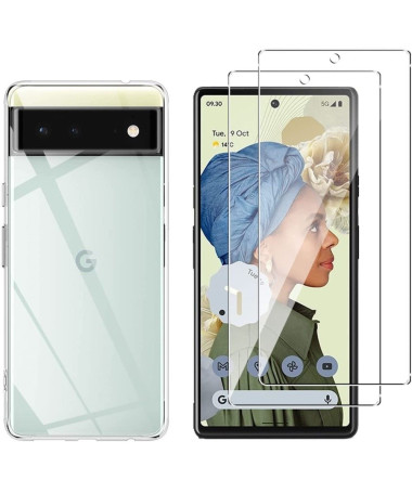 Coque Google Pixel 6 + films protecteurs (2pièces) en verre trempé