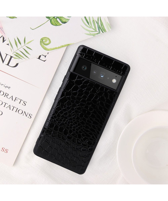 Coque Google Pixel 6 Noir effet crocodile