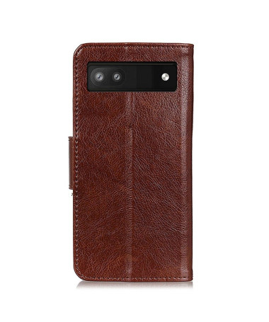 Housse Google Pixel 6a Style Cuir Vieilli Marron - photo 16