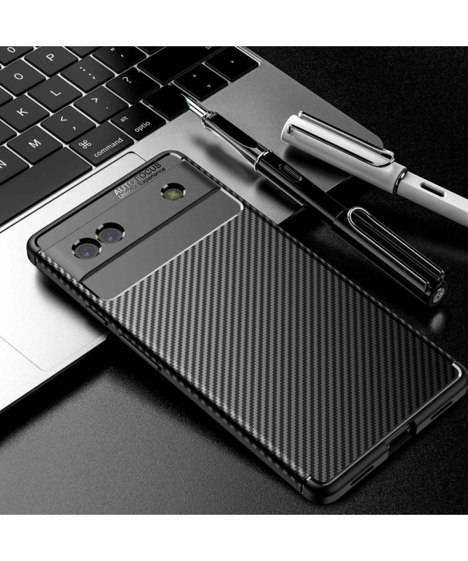 Coque Google Pixel 6a style fibre de carbone