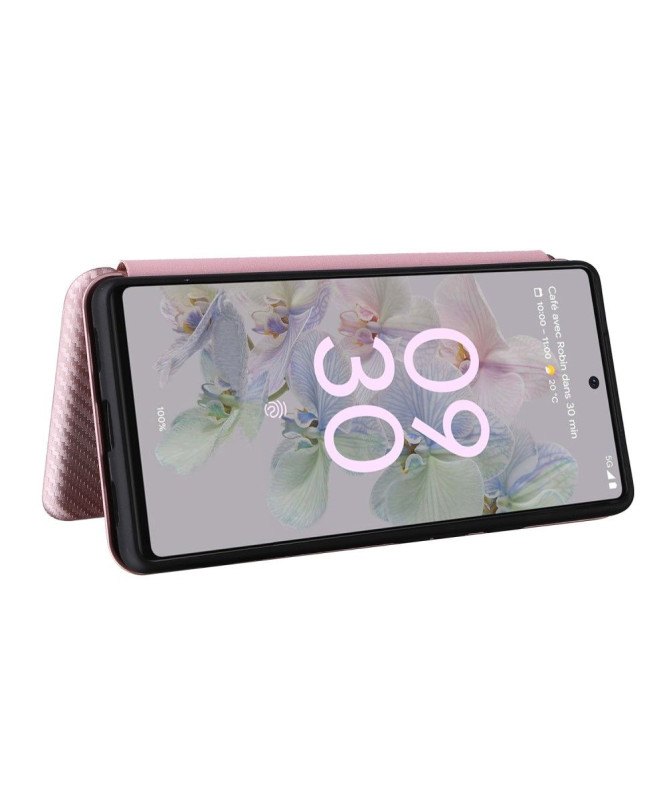 Housse Google Pixel 6a simili cuir fibre de carbone