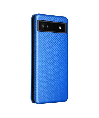 Housse Google Pixel 6a simili cuir fibre de carbone Bleu - photo 22