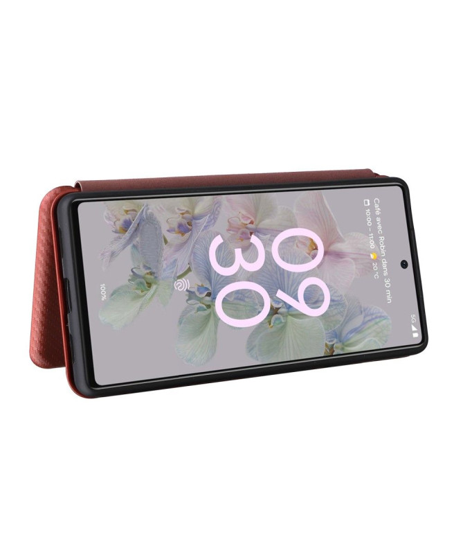 Housse Google Pixel 6a simili cuir fibre de carbone
