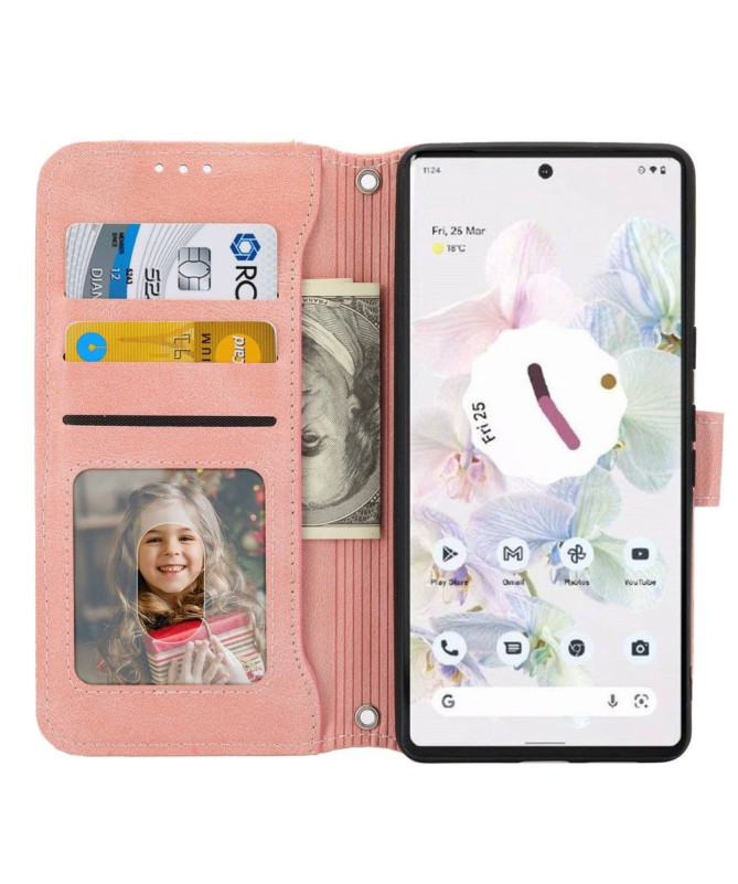 Housse Google Pixel 7 style portefeuille Love Retro