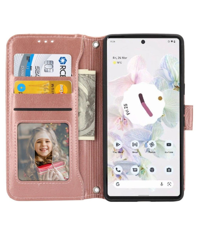Housse Google Pixel 7 style portefeuille Love Retro