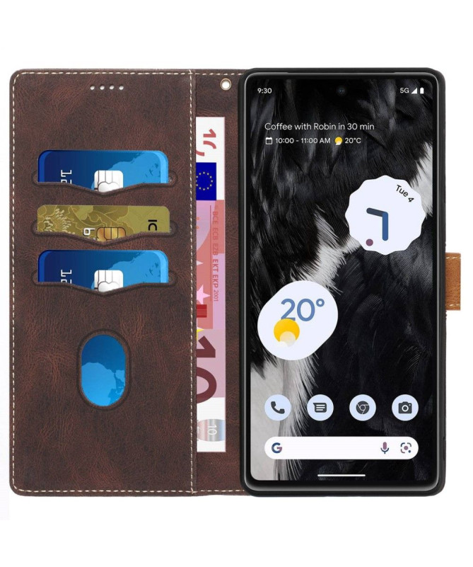 Housse Google Pixel 7 Pro Rétro Coutures à Lanière