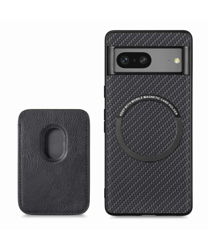 Coque Google Pixel 7 Fibre de Carbone Porte-cartes détachable