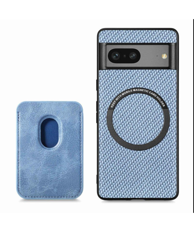 Coque Google Pixel 7 Fibre de Carbone Porte-cartes détachable