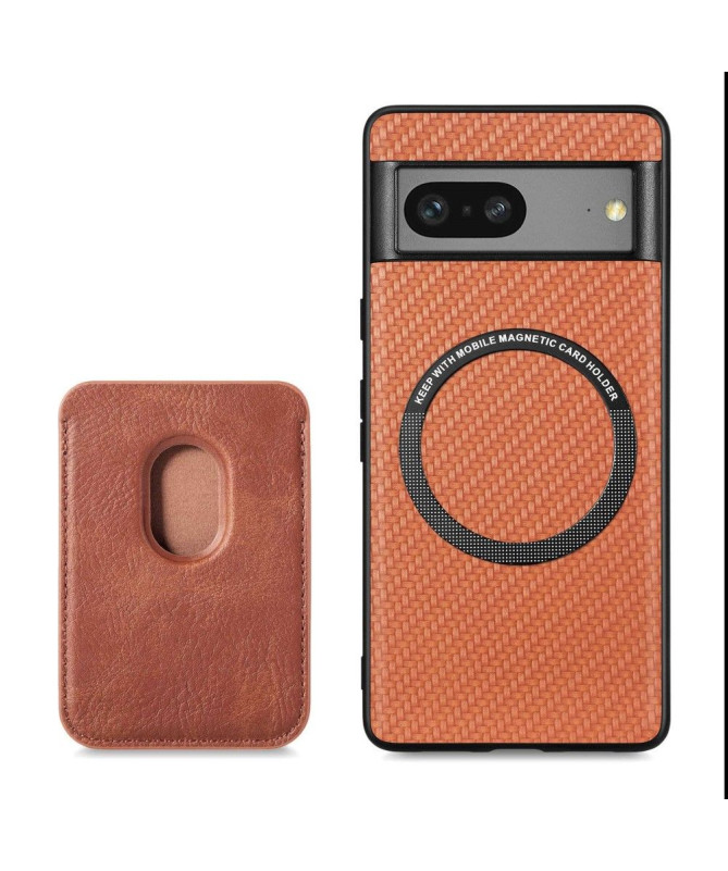 Coque Google Pixel 7 Fibre de Carbone Porte-cartes détachable