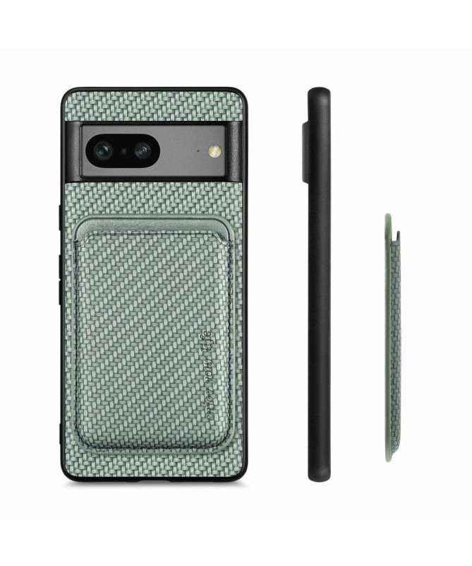 Coque Google Pixel 7 Fibre de Carbone Porte-cartes détachable