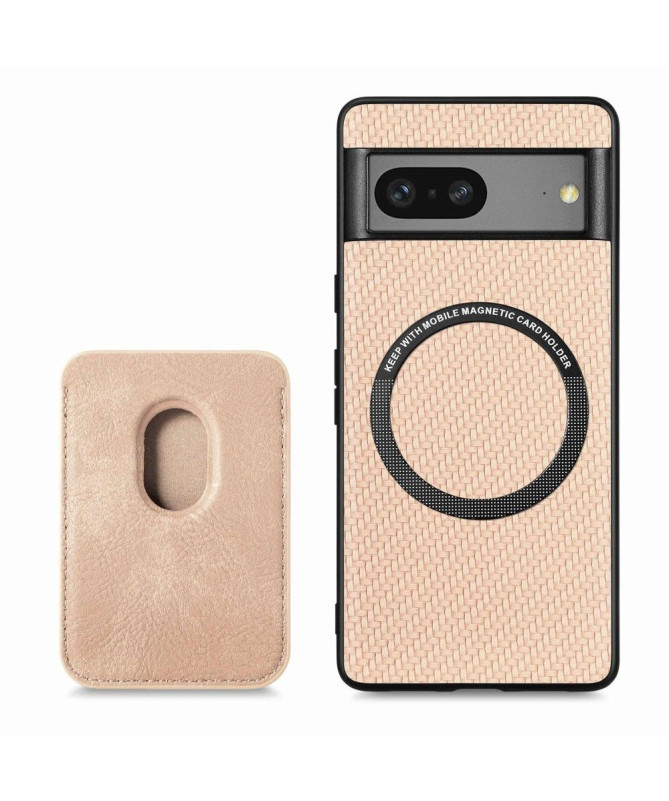 Coque Google Pixel 7 Fibre de Carbone Porte-cartes détachable