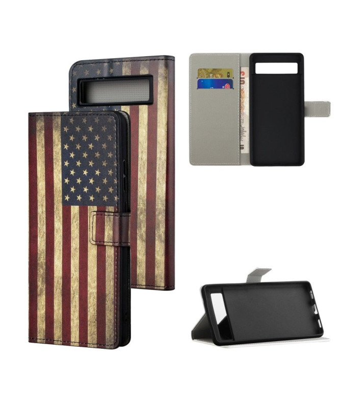 Housse Google Pixel 7a Drapeau Américain Vintage