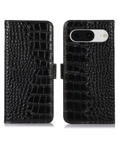 Housse Google Pixel 8 Cuir véritable aspect croco