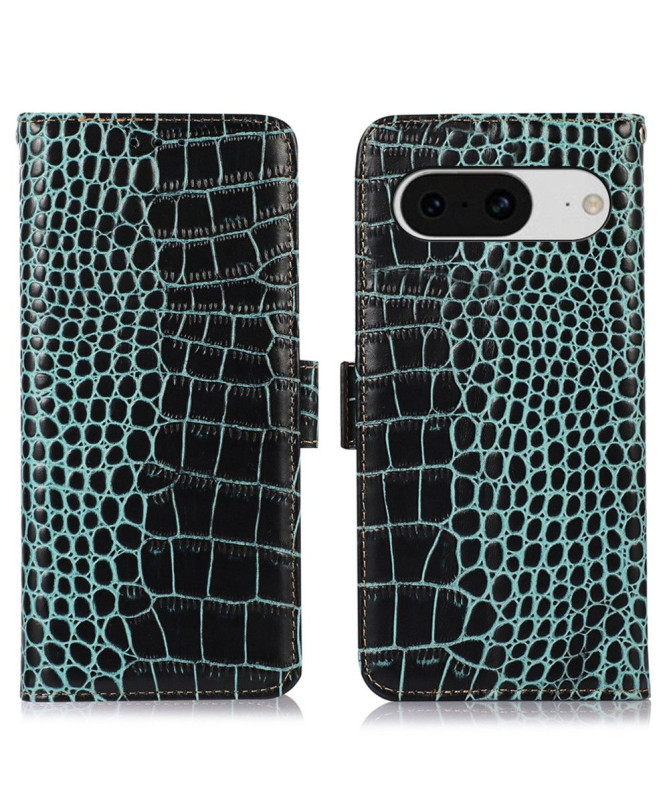 Housse Google Pixel 8 Cuir véritable aspect croco