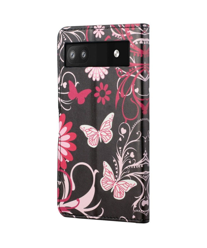 Housse Google Pixel 6a papillons et fleurs