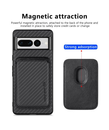 Coque Google Pixel 7 Pro Fibre de Carbone Porte-cartes détachable