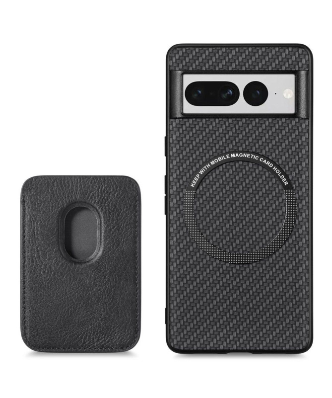 Coque Google Pixel 7 Pro Fibre de Carbone Porte-cartes détachable