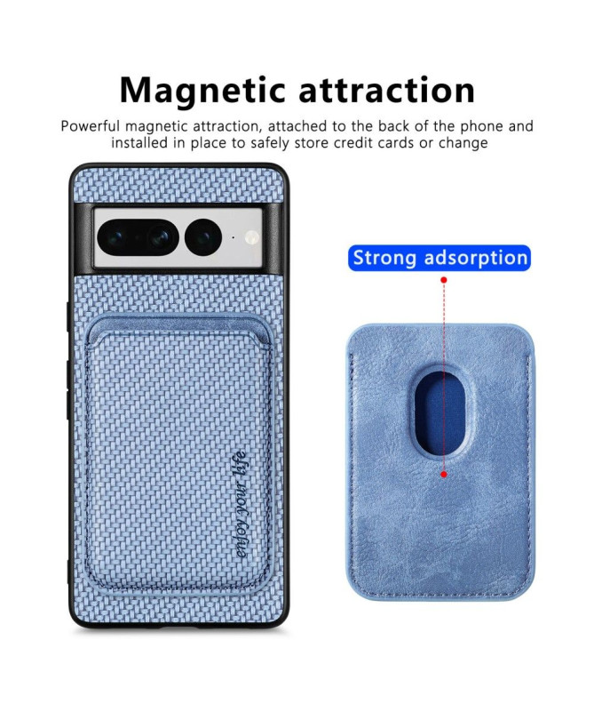 Coque Google Pixel 7 Pro Fibre de Carbone Porte-cartes détachable