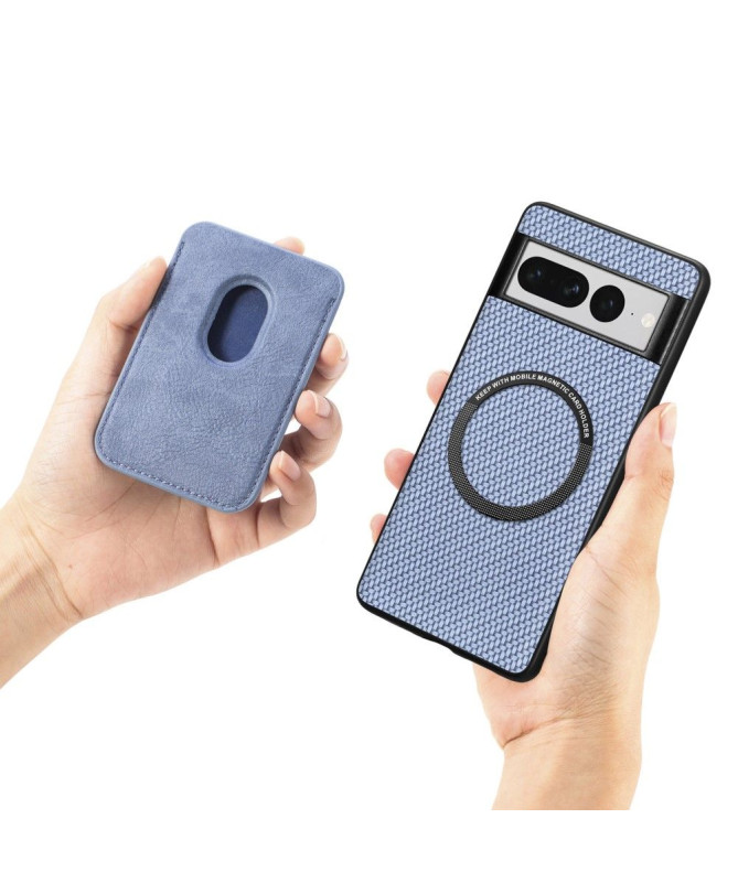 Coque Google Pixel 7 Pro Fibre de Carbone Porte-cartes détachable