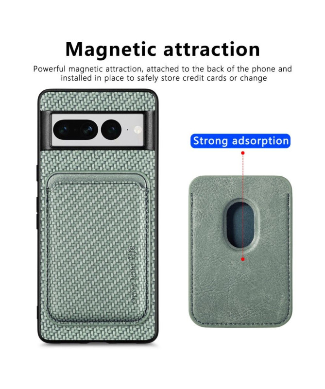 Coque Google Pixel 7 Pro Fibre de Carbone Porte-cartes détachable