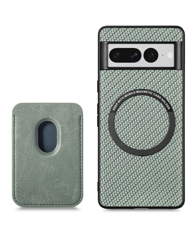 Coque Google Pixel 7 Pro Fibre de Carbone Porte-cartes détachable