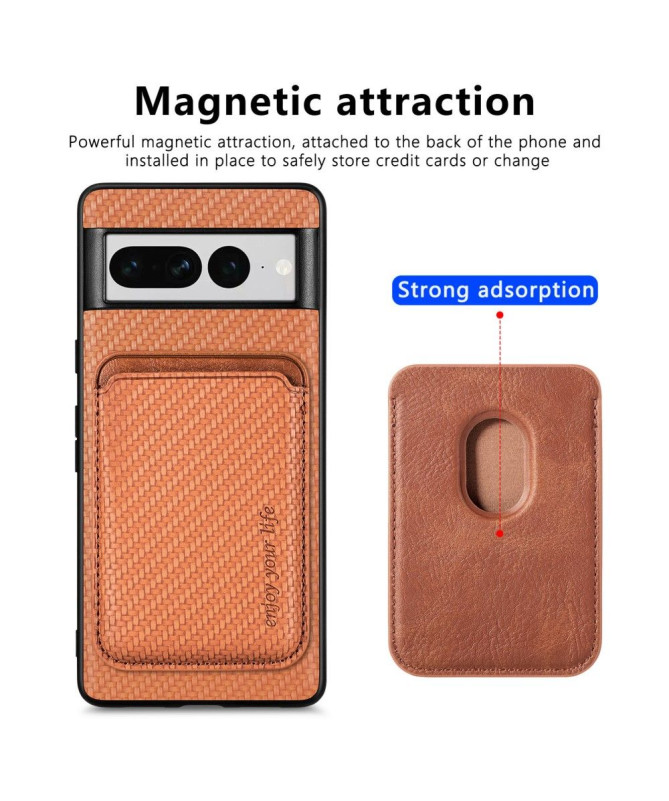 Coque Google Pixel 7 Pro Fibre de Carbone Porte-cartes détachable