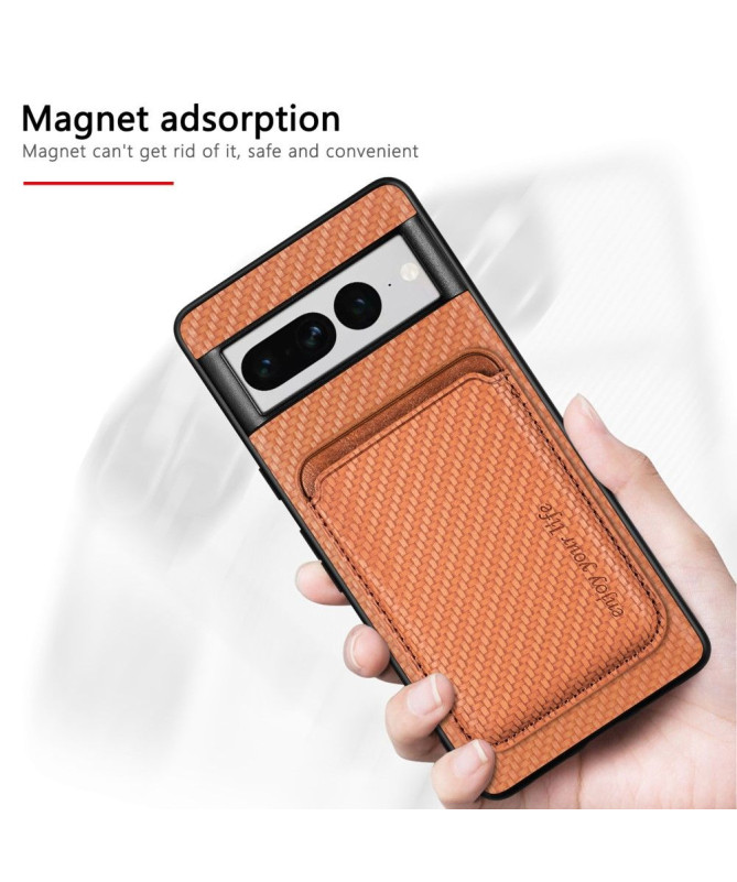 Coque Google Pixel 7 Pro Fibre de Carbone Porte-cartes détachable