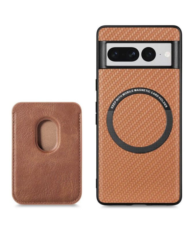 Coque Google Pixel 7 Pro Fibre de Carbone Porte-cartes détachable