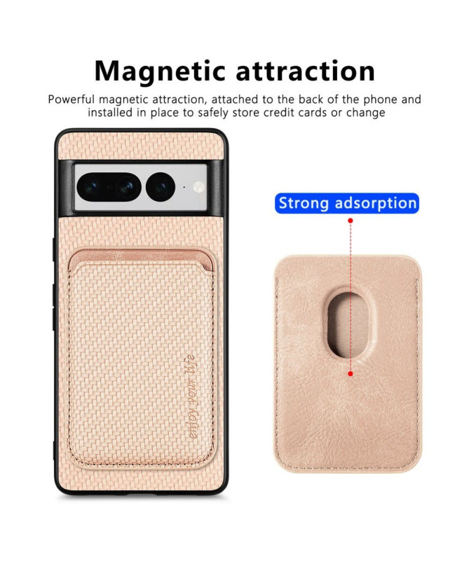 Coque Google Pixel 7 Pro Fibre de Carbone Porte-cartes détachable