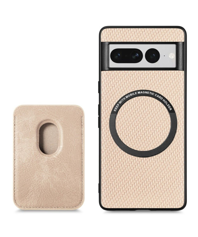 Coque Google Pixel 7 Pro Fibre de Carbone Porte-cartes détachable