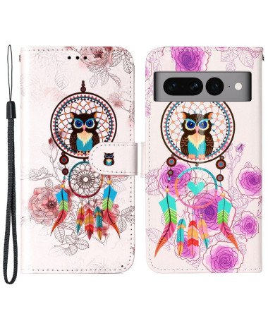 Housse Google Pixel 7 Pro hibou et capteur de rêves colorés