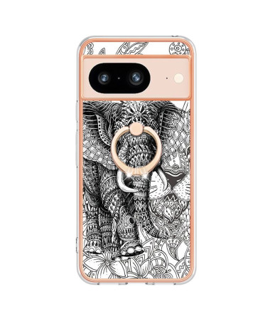 Google Pixel 8 - Coque Mandala Éléphant avec Support Anneau