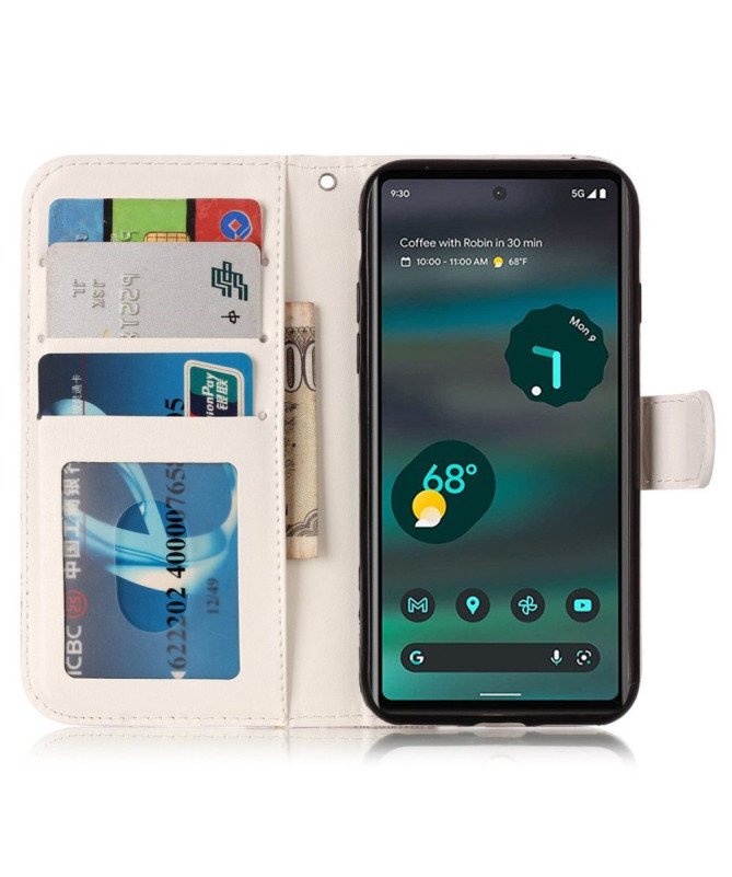 Housse Google Pixel 7a papillons bleus et fleurs