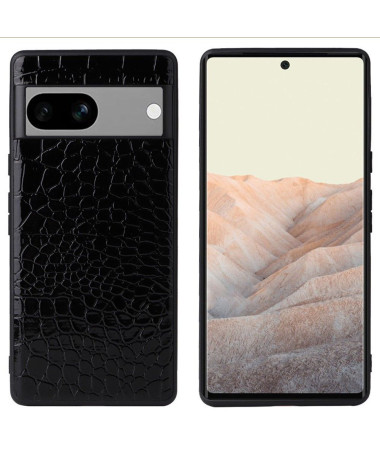 Coque Google Pixel 7a effet crocodile - Noir