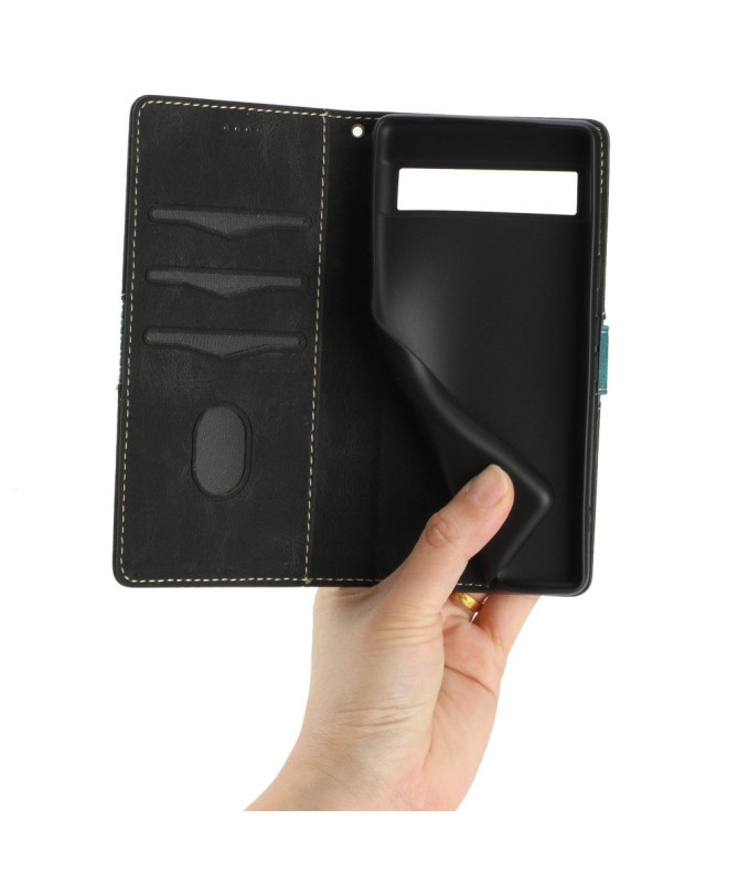 Housse Google Pixel 7a Rétro Coutures à Lanière