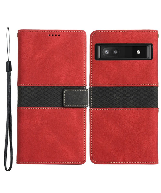 Housse Google Pixel 7a Rétro Coutures à Lanière