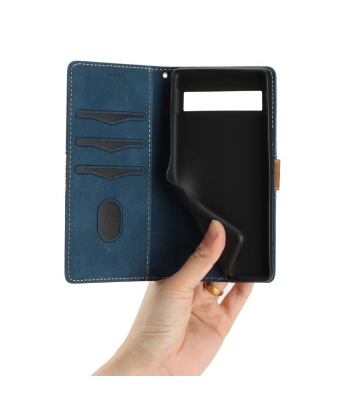 Housse Google Pixel 7a Rétro Coutures à Lanière