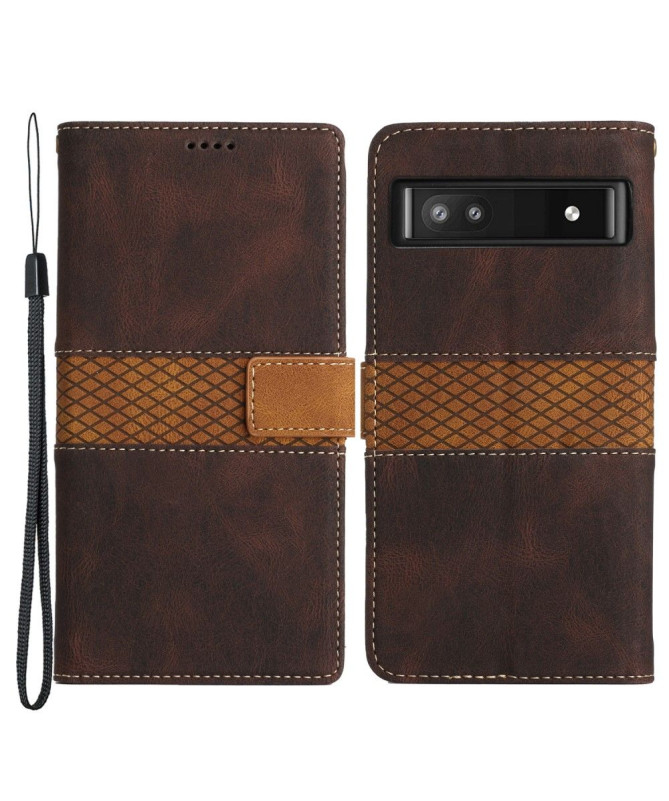 Housse Google Pixel 7a Rétro Coutures à Lanière