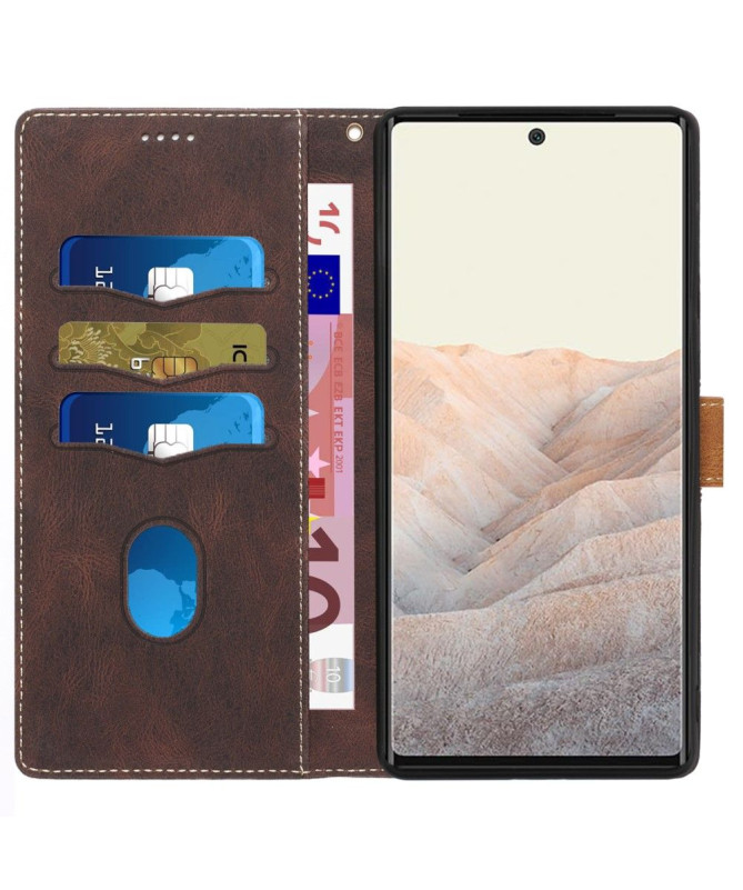 Housse Google Pixel 7a Rétro Coutures à Lanière