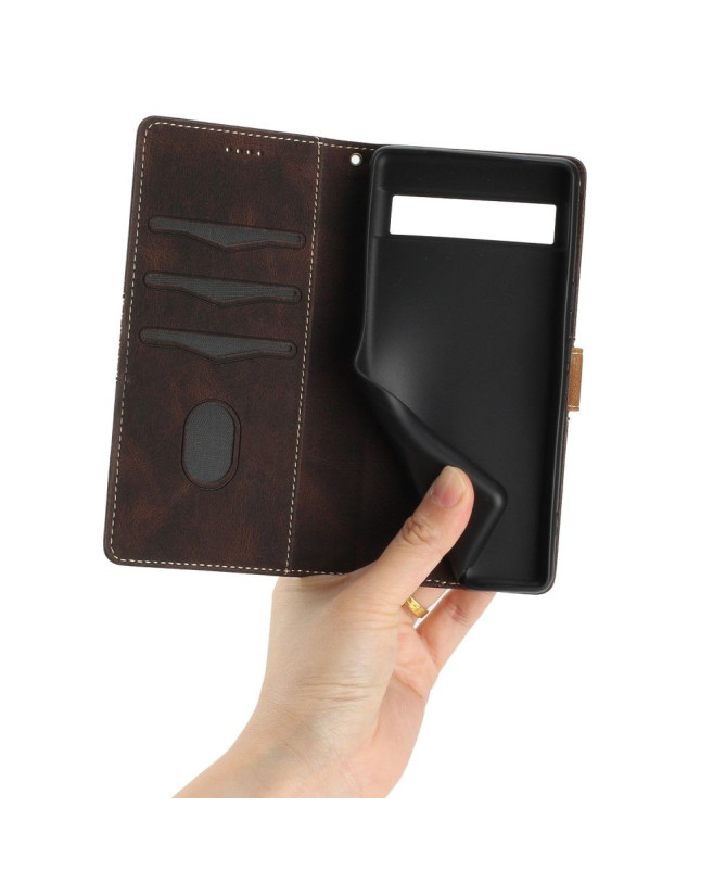 Housse Google Pixel 7a Rétro Coutures à Lanière