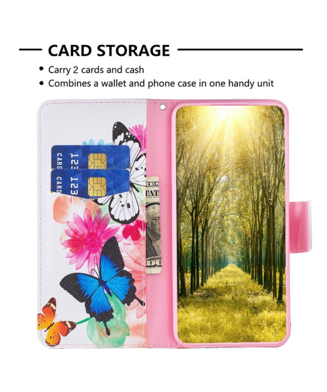 Housse Google Pixel 7a papillons et fleurs colorées