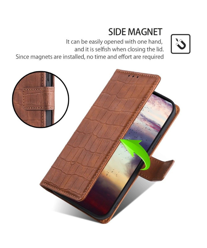 Google Pixel 7a - Housse simili cuir effet peau de crocodile