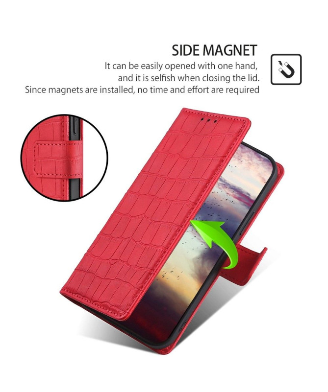 Google Pixel 7a - Housse simili cuir effet peau de crocodile